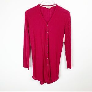 Lucky Brand | Button Down Waffle Knit Thermal Tunic Top NWT